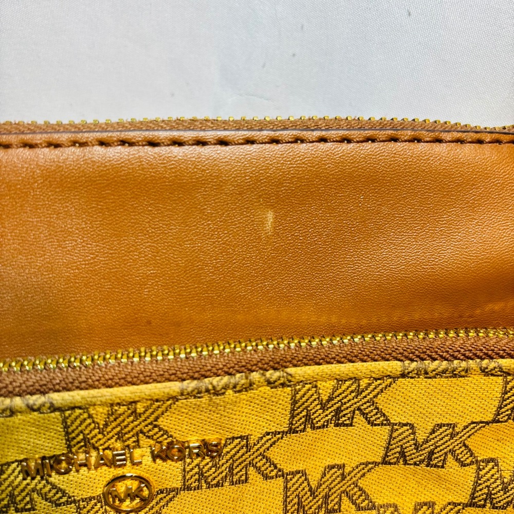 Michael Kors Crossbody Bag Yellow Monogram MK Logo Messenger Purse - Picture 6 of 12